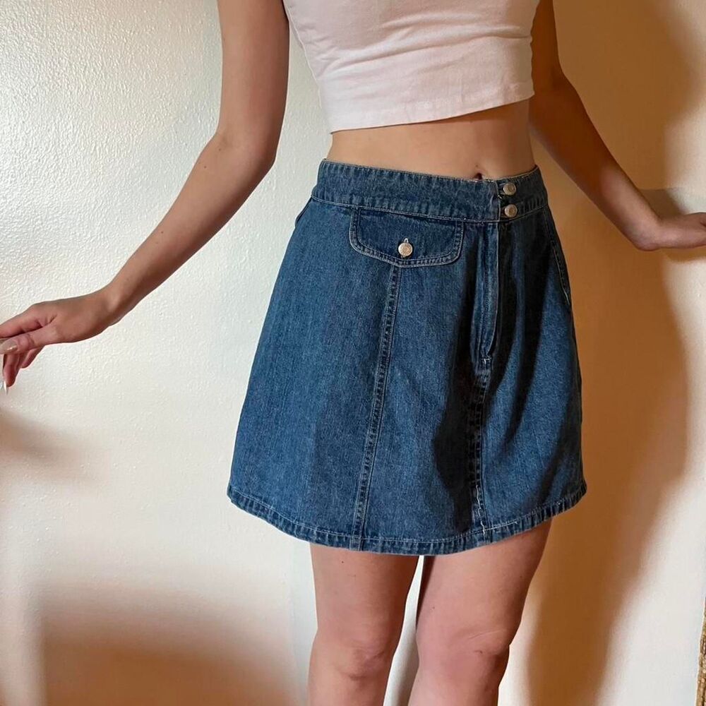 Gap Denim A-Line Mini Skirt Size 16 y2k Western Flirty Retro